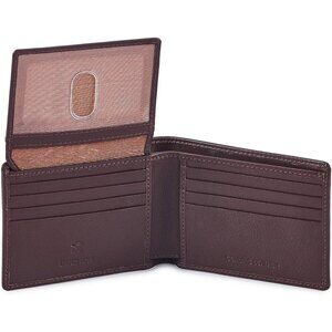 Men's Unique Metal Real Slim Chocolate Genuine Vintage Leather Stylish Wallet